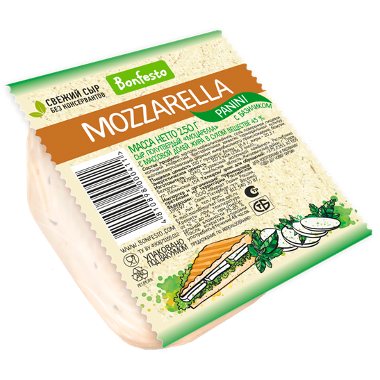 Сыр Моцарелла PANINI с базиликом TM Bonfesto (250г)