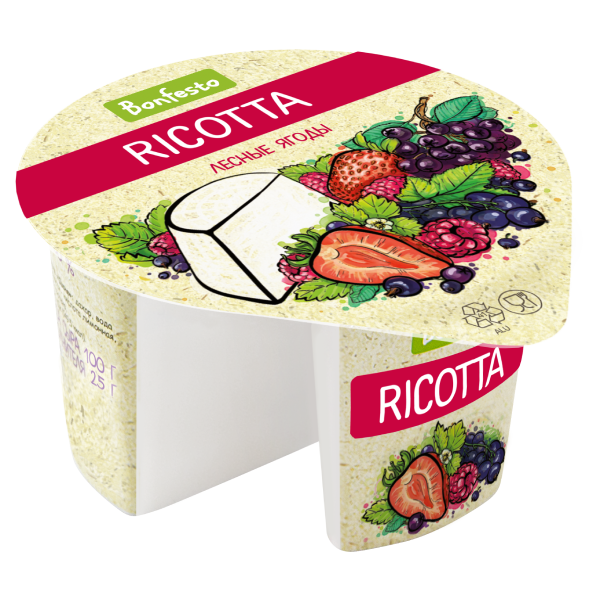 Сыр мягкий Рикотта с нап. лесные ягоды TM Bonfesto (100+25г)