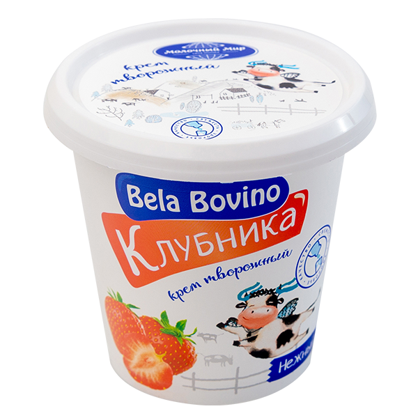 Крем творожный взбитый Bela Bovino Клубника,3% (100г)