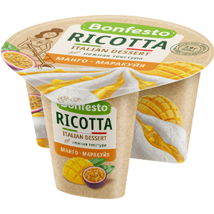 Сыр мягкий Рикотта с нап. маного-маракуйя TM Bonfesto (100+25г)