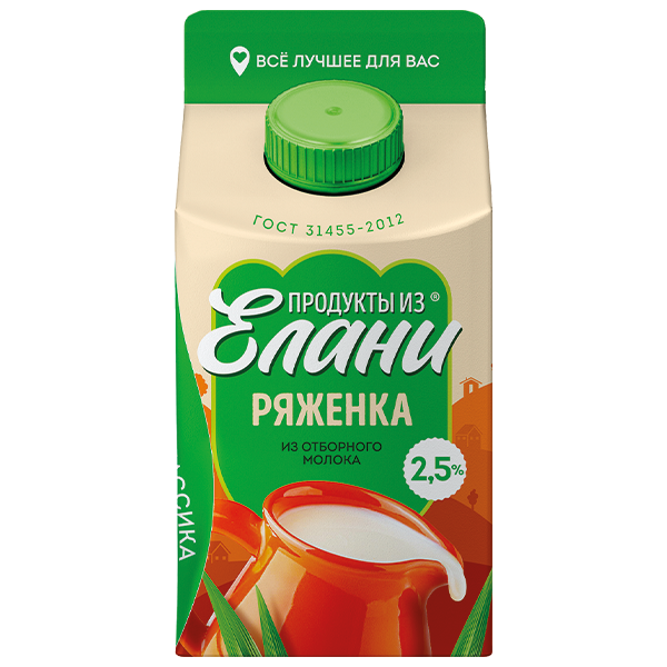 Ряженка 2,5% TM Продукты из Елани (Пюр-Пак, 450мл)