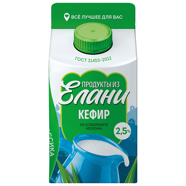 Кефир 2,5% TM Продукты из Елани (Пюр-Пак, 450мл)