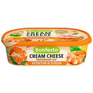 Сыр творожный Кремчиз Креветки и зелень ТМ Bonfesto (140г)