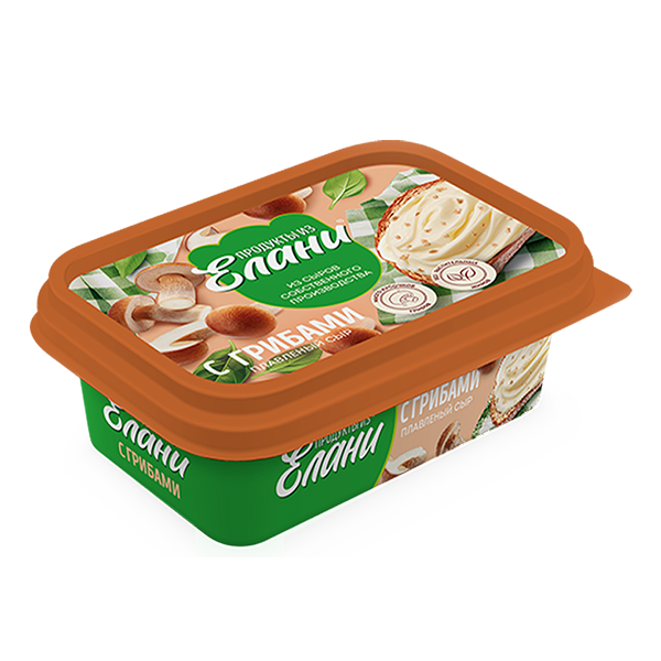 Плавленый сыр С грибами TM Продукты из Елани (ванночка, 180г)