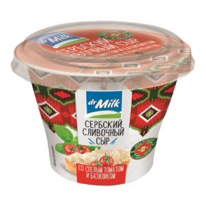 Сыр Сербский сливочный со спелым томатом и базиликом TM Dr Milk (150г)