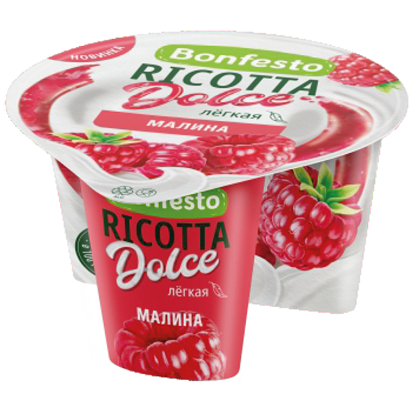 Сыр мягкий Рикотта Dolce с нап.малина TM Bonfesto (100+25г)