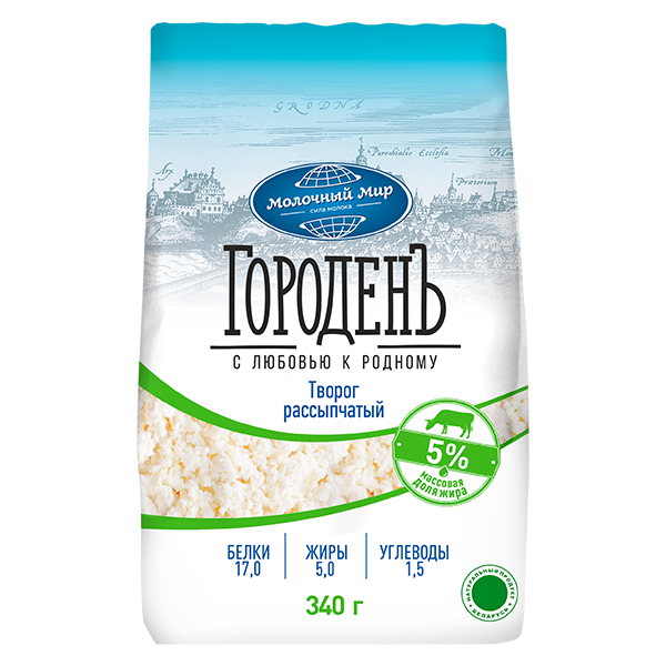 Творог Городень 5% ТМ Молочный мир (340 г)