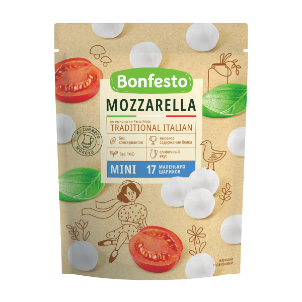 Сыр Моцарелла MINI TM Bonfesto (дойпак, 150г, 17 шариков)