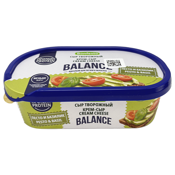 Сыр творожный Кремчиз Balance песто и базилик ТМ Bonfesto (140г)