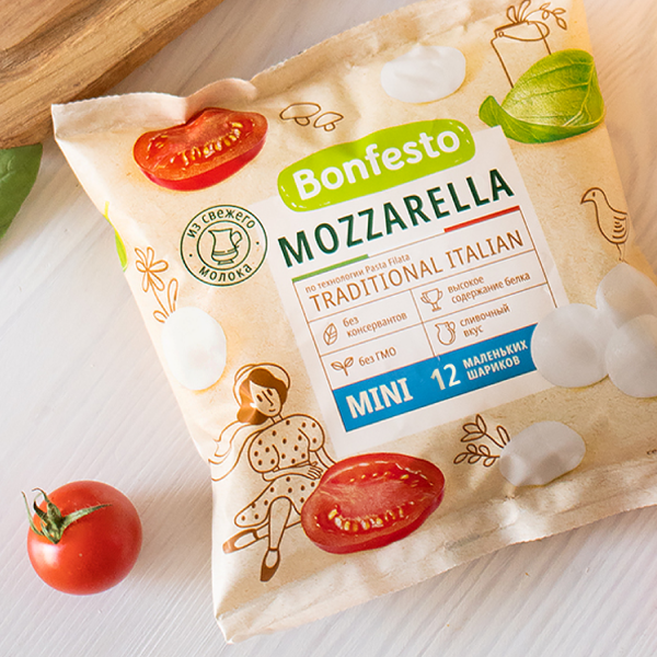 Сыр мягкий Моцарелла TM Bonfesto (100г, mini)