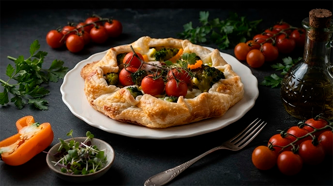 Пирог с сыром и овощами