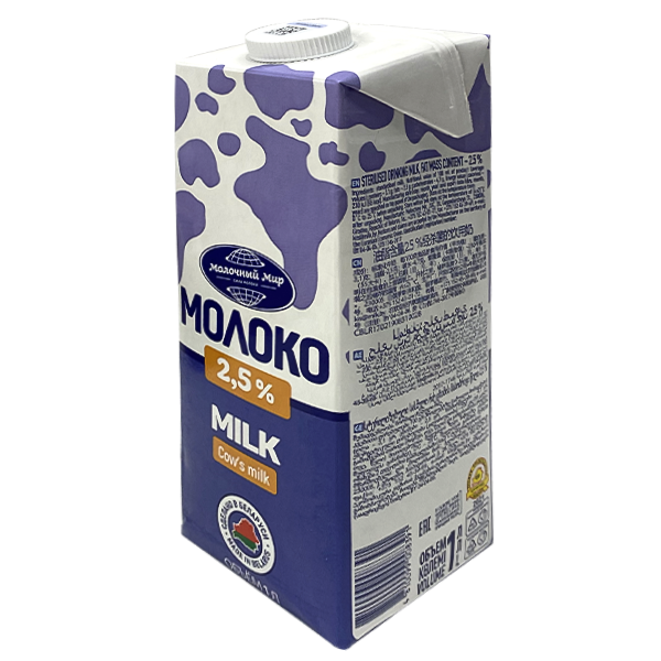 Молоко стерилизованное, 2,5% ТМ Молочный Мир (1Л)