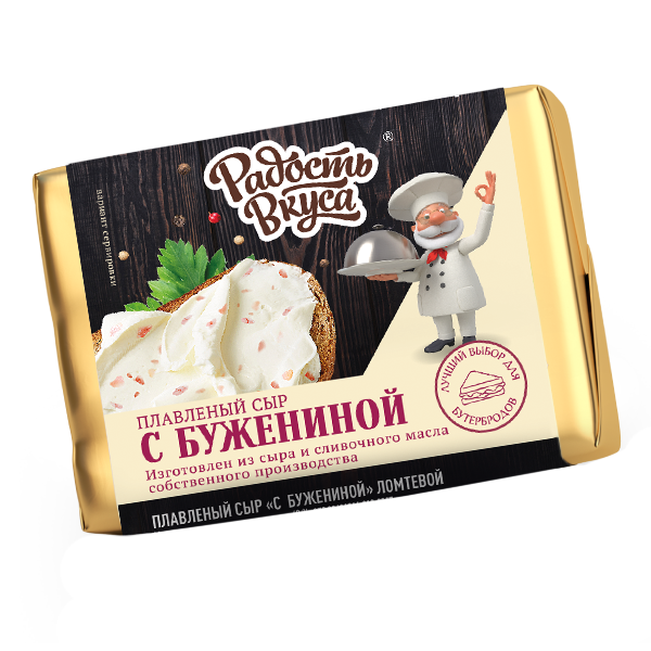 Плавленый сыр с бужениной 35% ТМ Радость вкуса (фольга, 90г)