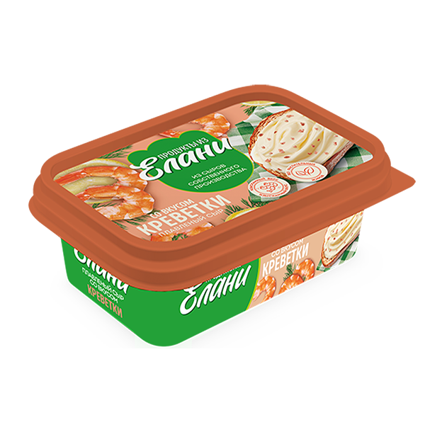 Плавленый сыр со вкусом Креветки TM Продукты из Елани (ванночка, 180г)