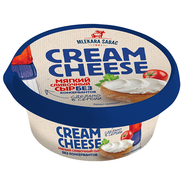 Мягкий сливочный сыр Cream cheese TM Млекара Шабац (100г)