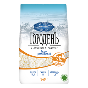 Творог Городень 9% ТМ Молочный мир (340 г)