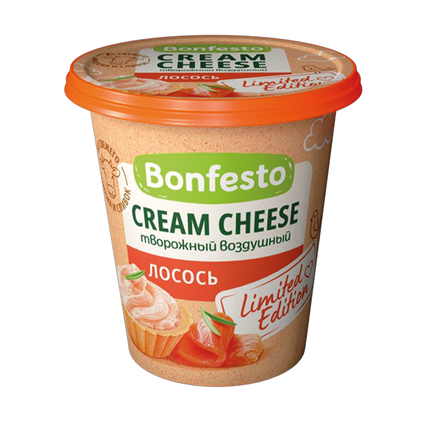Сыр мягкий Кремчиз воздушный сливочный с нап. "Лосось" ТМ Bonfesto (125г)